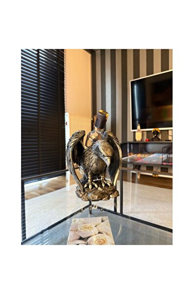 İncomparable Home Kartal Figür Şaraplık - El İşçiliği ile Boyama (Gümüş Renk)