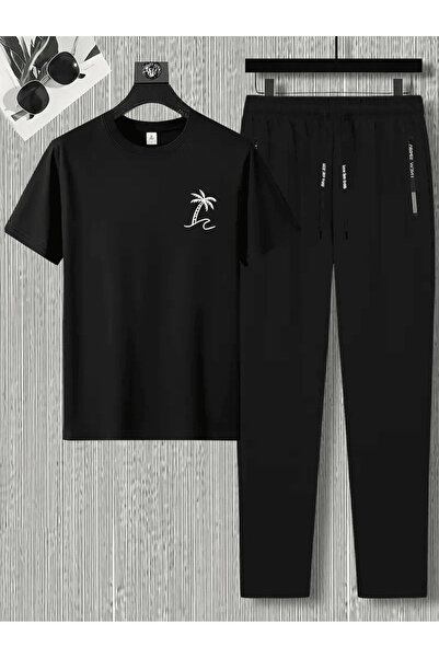 LAVİTTA Men's Minimalist Palm Tree Printed Summer Set