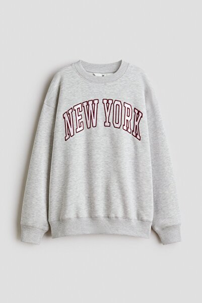 H&M Motif Detaylı Sweatshirt