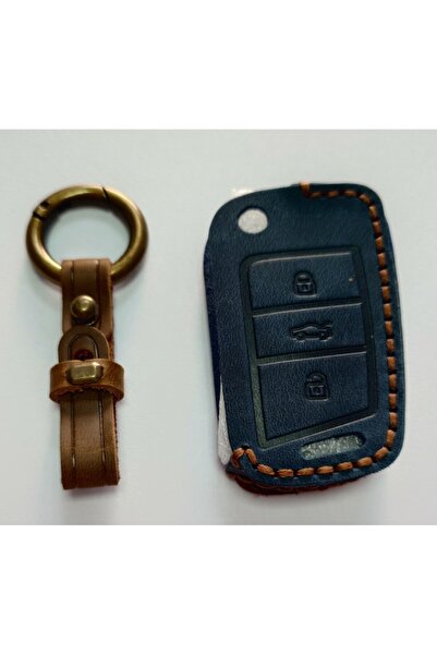 OEM VW folding key protective cover (Golf 7, Tiguan, T‑roc/T‑cross, Skoda/Seat) Blue/Brown