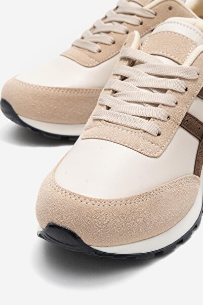 CCWAY AYAKKABI Bağcıklı Kadın Spor Ayakkabı ; BEJ KAHVE