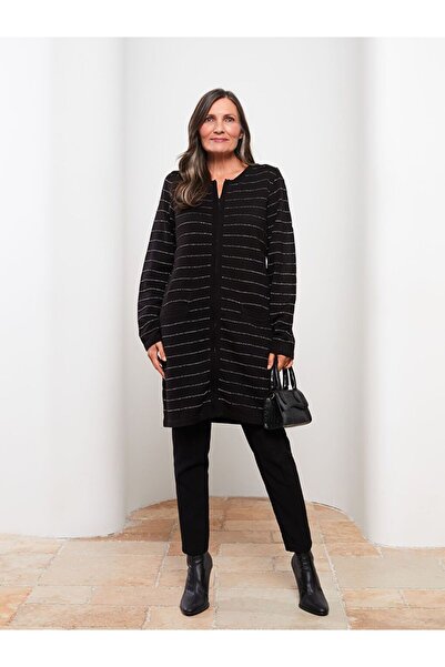 LC Waikiki Crew Neck Striped Women's Knitwear Cardigan