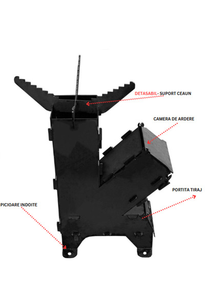 vendor-unknown Portable wood-burning rocket stove, carbon steel, 65.5 x 35 x 33 cm - Painted