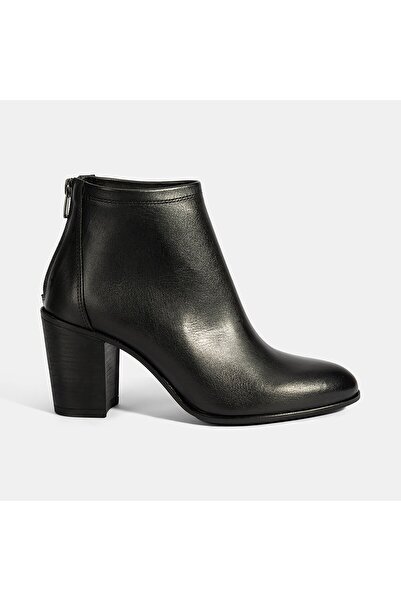 Desa Kadın Siyah Kalın Topuklu Deri Bot