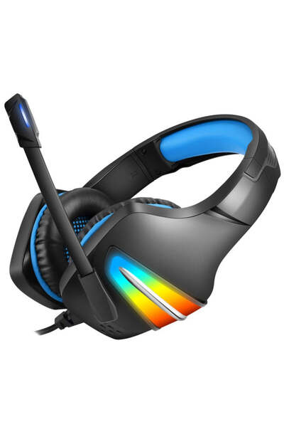 Trust Căști de gaming, mufă de 3,5 mm, iluminare LED, control volum, pentru PC/PS/Xbox, negru-albastru