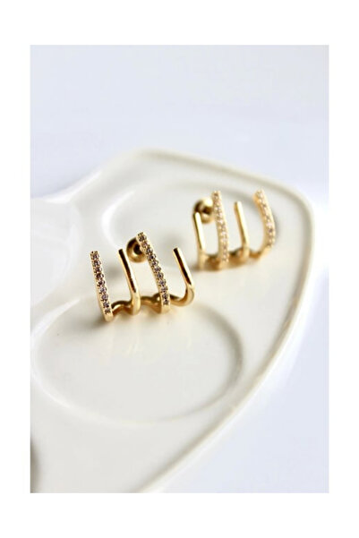 Vitastyle تصميم عصري متعدد الأشكال من حجر الزركون أقراط من الفولاذ المقاوم للحساسية مقاس 2 سم