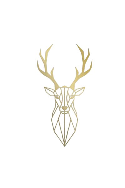 buz Decorațiune murală metalică, model de cerb, 49,2 x 26,4 cm, auriu