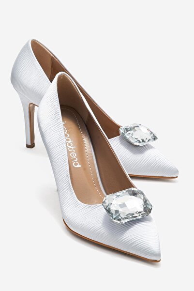 CCWAY AYAKKABI Pantofi stiletto pentru femei cu piatră de diamant ARGINTIE