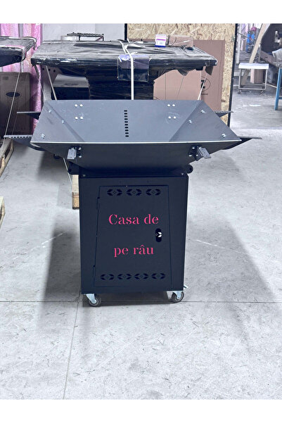 buz Customizable Fire Pit Garden Grill 75x75 cm 10mm Steel with Wooden Top