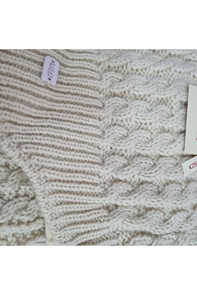 Uğur bebe Ki̇tti̇ 4-8 Years Old 3-Piece Ecru Girl's Fleece Hat Soft Scarf Gloves Set Ready for Winter