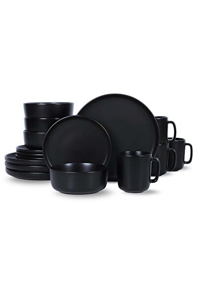 Feelings 16-Piece Stoneware Dinner Set - Serves 4 (Black)