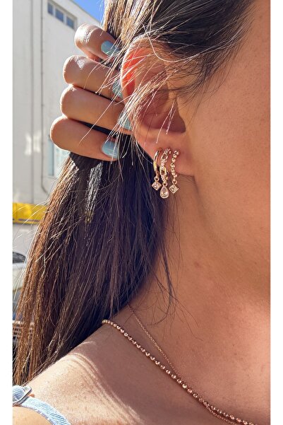 PONÇİK ACCESSORİES XUPING 3’lü Görünüm Işıktılı Charm Model Çelik Küpe