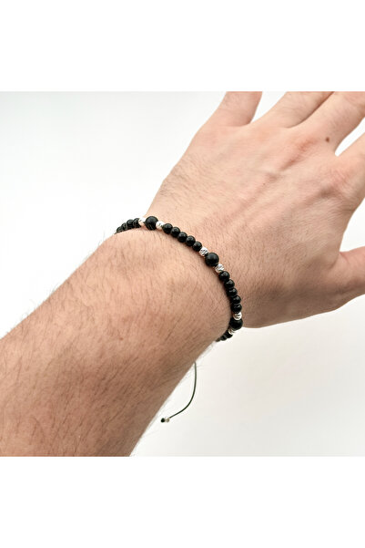 Velar Bracelets Bratara din Snur cu Onix si Bile din Argint 925