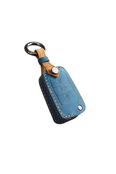 OEM VW folding key protective cover (Golf 7, Tiguan, T‑roc/T‑cross, Skoda/Seat) Blue/Brown