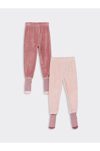 LC Waikiki Kadife Çoraplı Kız Bebek Pijama Alt 2'li