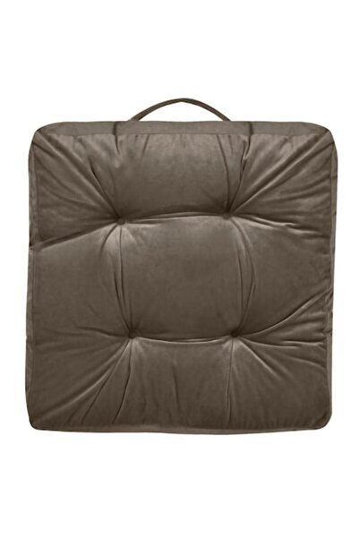 SHOPIENS Velvet Floor Cushion, Taupe, 43x43 cm