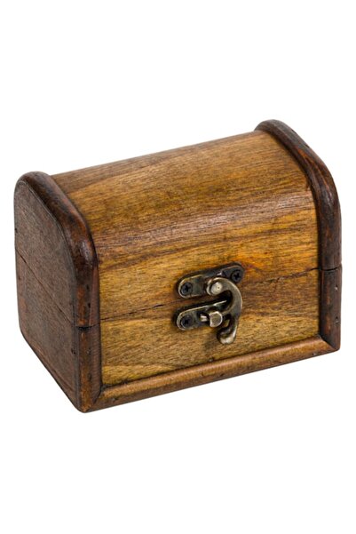 SHOPIENS Decorative Wooden Chest, Brown, 11 x 7 x 8 cm - MYONNA