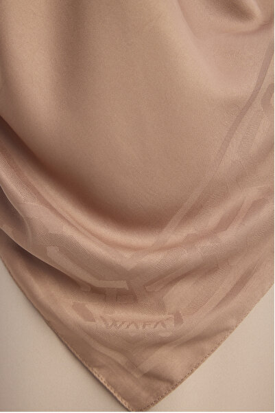 Wafa A0622 Matte Satin Jacquard Scarf 100X100Cm - Mink