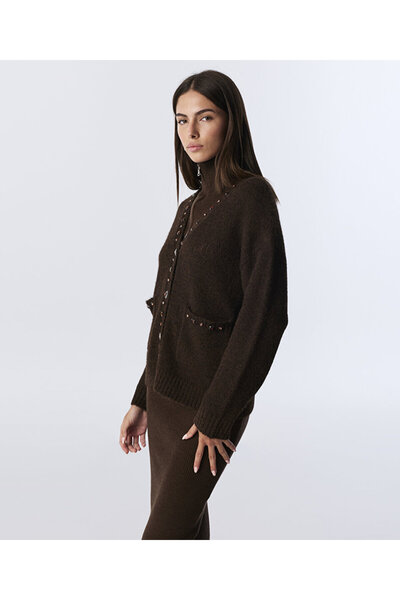 Twist Tricot Cardigan with Mixed Accessories