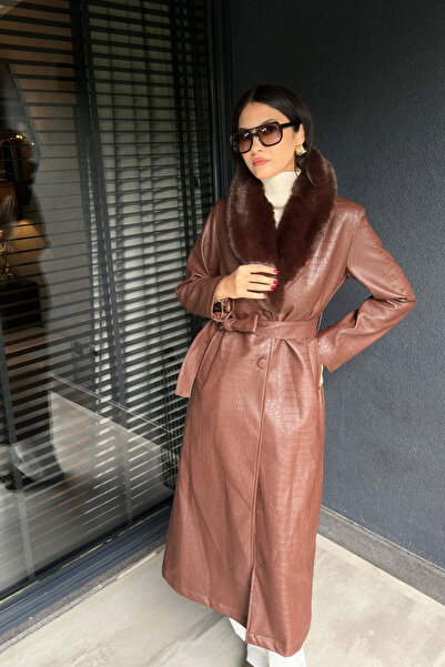 FABB Kahverengi Yakası Kürklü Pardüse