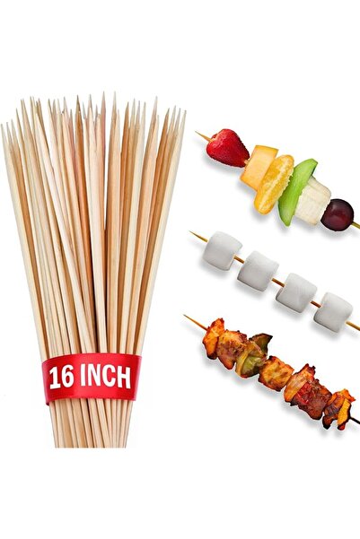 HAIZOL عروض ١٠٠ قطعة من أسياخ الخيزران - أعواد تحميص المارشميلو طويلة جدًا ١٦ بوصة