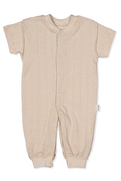 Bebetto Mini Jumpsuit with External Stitching and Open Bottom (Basic/25) Beige
