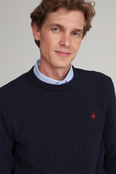 Çetinkaya Chester Polo 5275 Erkek Bisiklet Yaka Kotonit Saç Örgü Triko Lacivert