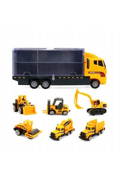 Other CIĘŻARÓWKA ZABAWKA + 6 AUTEK ZESTAW MASZYNY XL LAWETA KOPARKA SAMOCHÓD
