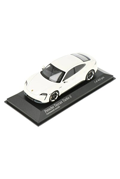 Carrera Porsche Taycan Turbo S (2019) model car, Carrara White Metallic, 1:43 scale - Minichamps
