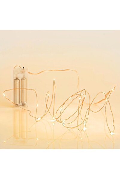 SHOPIENS Ghirlandă luminoasă LED de Crăciun, cupru, 20 LED-uri, alimentată cu baterii, alb cald, cablu bronz, 2,2 m