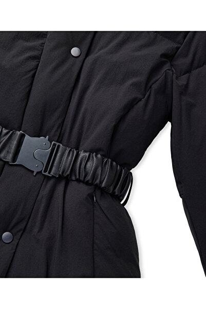 İpekyol Deri görünümlü elastik kuşaklı mont