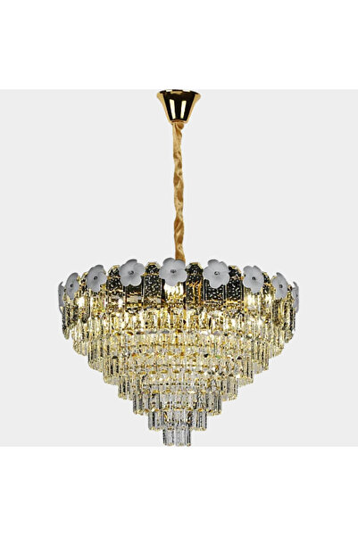 HAMER ثريا كريستال فاخرة نجف ذهبي مودرن قطر 80 سم