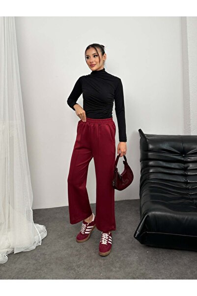 Hatun Atila Elastic Waist Scuba Fabric Trousers 8935 - Red