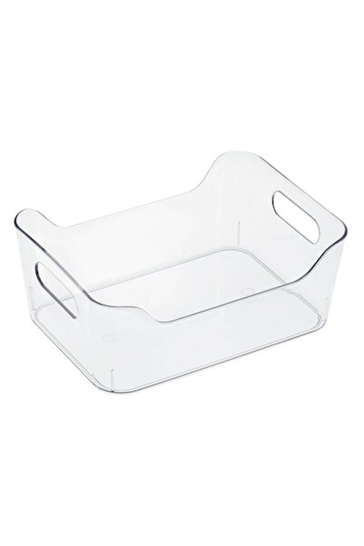 SHOPIENS Plastic Storage Basket with Handle, 1L Capacity, Transparent