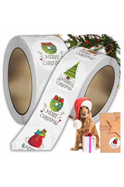 Other Naklejki Świąteczne Samoprzylepne na Prezenty Święta Ozdoby Mikołaj 500szt