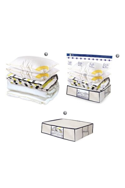 SHOPIENS Vacuum Storage Set, Model L, Bag 70x105x50cm, Cover 50x65x14cm, Gray