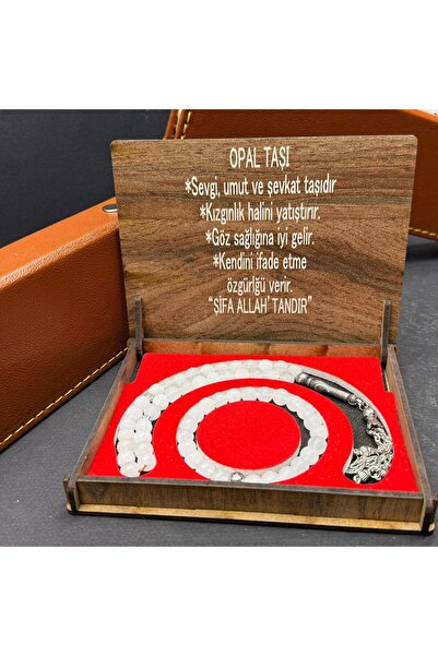 VURAL BİJUTERİ Özel Ahşap Kutulu Opal Taşı Tesbih-Bileklik Set – Küre Kesim