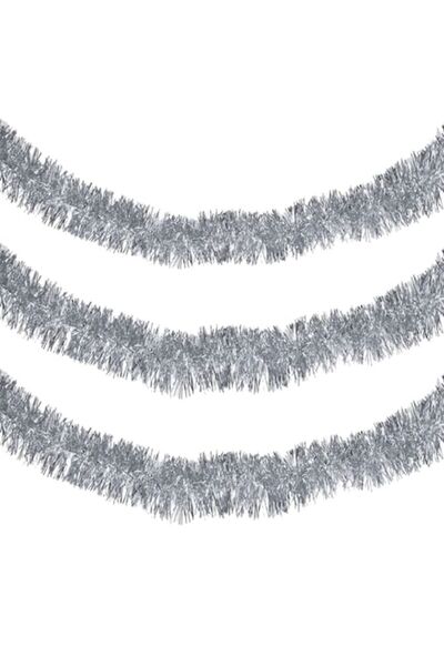 ANTBRO Beteală de Crăciun argintie, 3 m x 7 cm, plastic