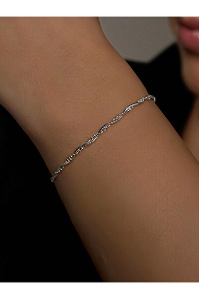 Vigens Mulier 925 Ayar Yassı Sarmaşık İtalyan Zincir Bileklik Piralis