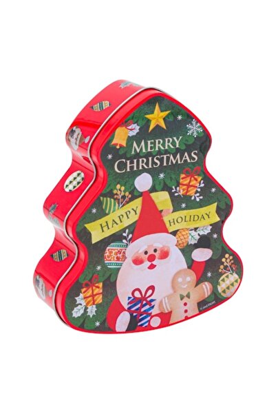 SHOPIENS Cutie metalică de Crăciun, în formă de brad, 14 x 16 x 5,5 cm, multi...