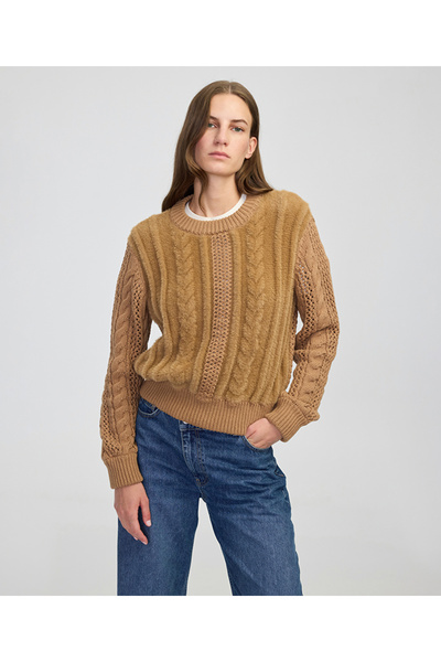 İpekyol Kumaş mix saç örgülü triko