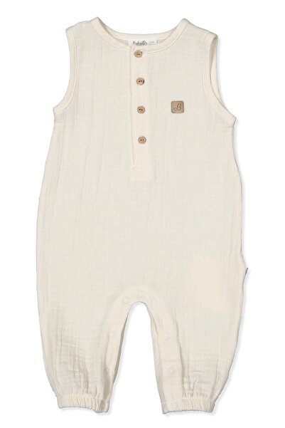 Bebetto بدلة من الموسلين بدون أكمام (هيلو) بلون إكرو داكن