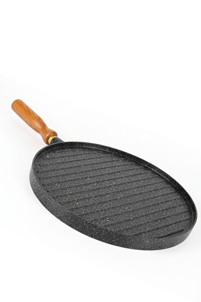 ELDİPA 34 CM Çift Taraflı Alüminyum Döküm Gözleme ,Krep ve Izgara Tavası – Ahşap Saplı, Yanmaz Yapışmaz