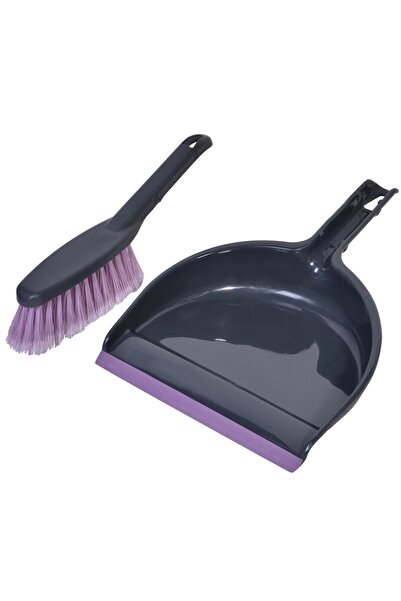 SHOPIENS Dustpan and Brush Set, Plastic, Gray, 2 Pieces