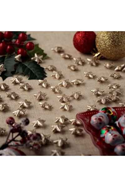 OEM Christmas Decorative Star Ornaments Set, Glitter Model, Foam, Beige Champagne, 2 cm, 90 pcs