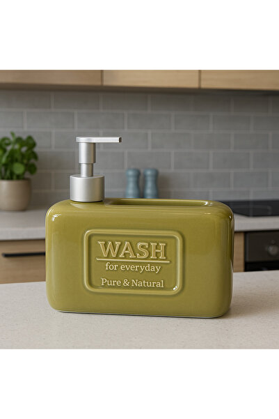 Kitchen Line Ceramic Kitchen Soap Dispenser with Sponge Compartment 750 ml