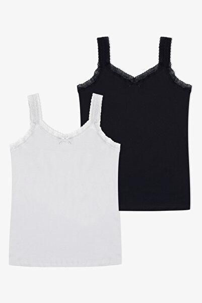 koza iç giyim Women's Cotton 2-Piece Sleeveless Lace Wide Strap Tank Top