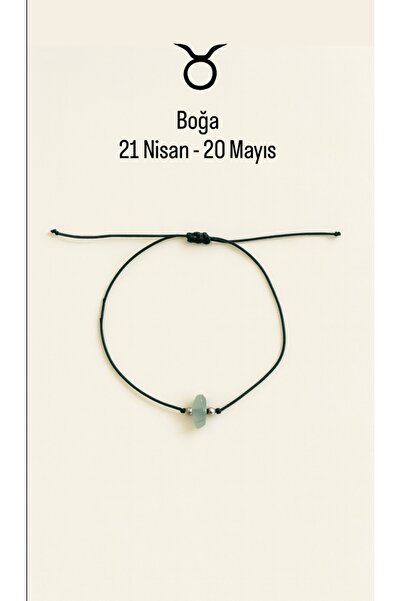 Femenino Boğa Burcu Gerçek Doğal Aventurin Taşlı Şans Bilekliği - Özel Kutulu