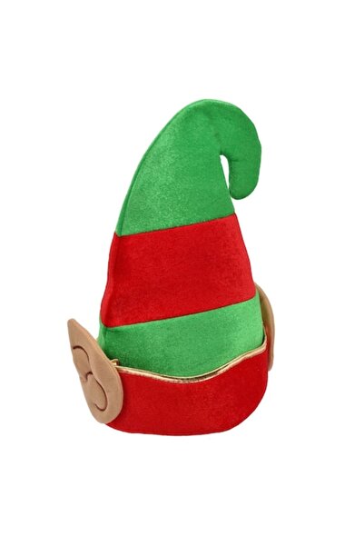 SHOPIENS Christmas Elf Hat, Velvet, 3D Ears, Green and Red, 33cm
