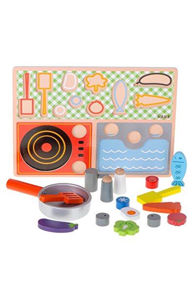 OEM Set de bucătărie educațional din lemn, multicolor, 17 piese, vârsta 3+